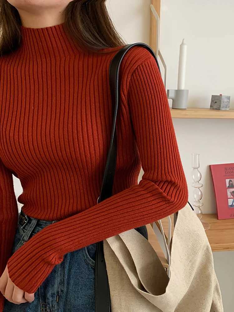 2025 chic Autumn winter Sweater Pullovers Women Long Sleeve casual turtleneck warm basic Sweater knit Jumpers top Z250905