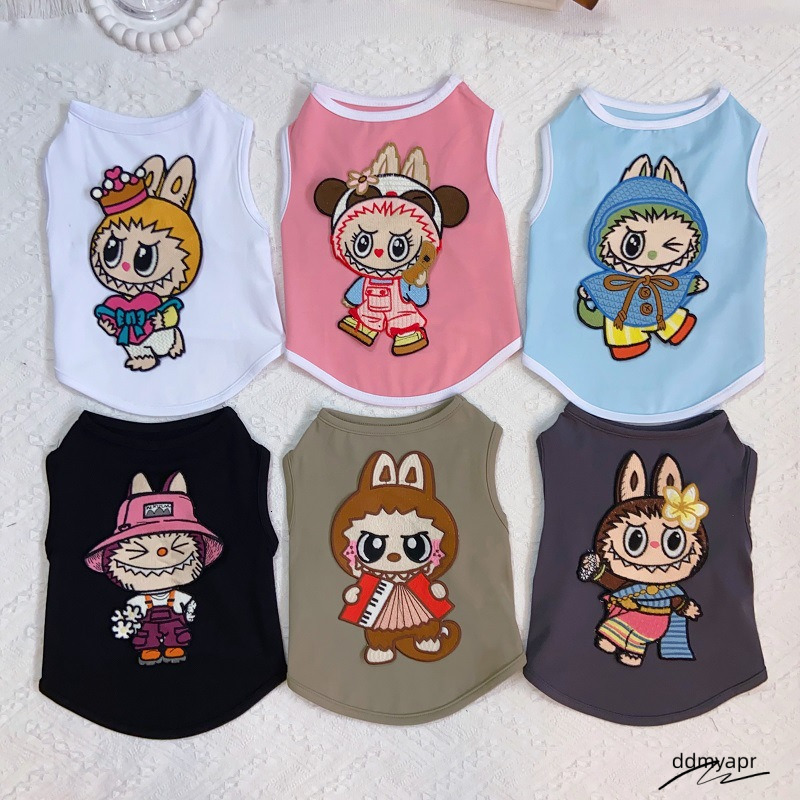 Vest Summer Fashion Clothes With Labubu Exquisite Embroidery Cool Breathable Cotton T-Shirt, Small Medium Dog Boys Girls Shirt Ddmydec XS A594 Ddmydec