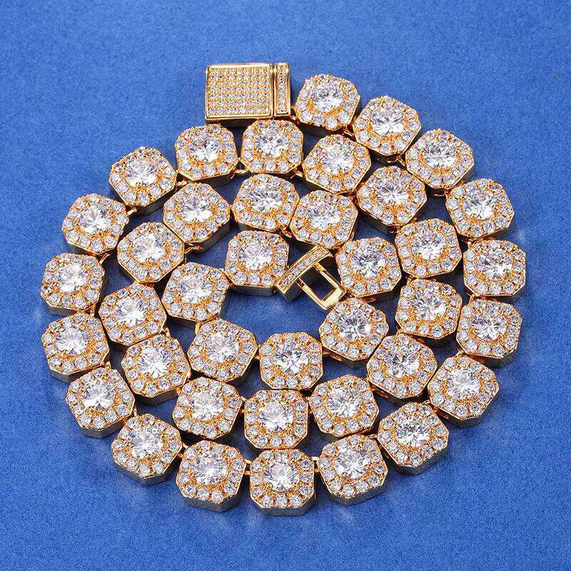 Men's 12mm Iced out Cuban Chain Necklace Hip Hop Dia Prong Choker for Wedding Engagement or Gift