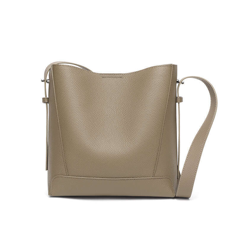 Genuine Leather Crossbody Textured Cowhide Women's Bucket 2025 New Commuting Versatile High-End Tote Shoulder Bag