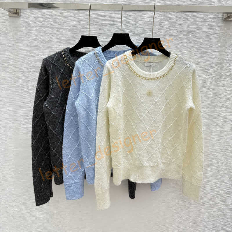 Designer Women's Sweaters Autumn New Style Diamond Chain women sweater Round Neck Knitted Long Sleeve Pullover top for women Jumper Casual Top