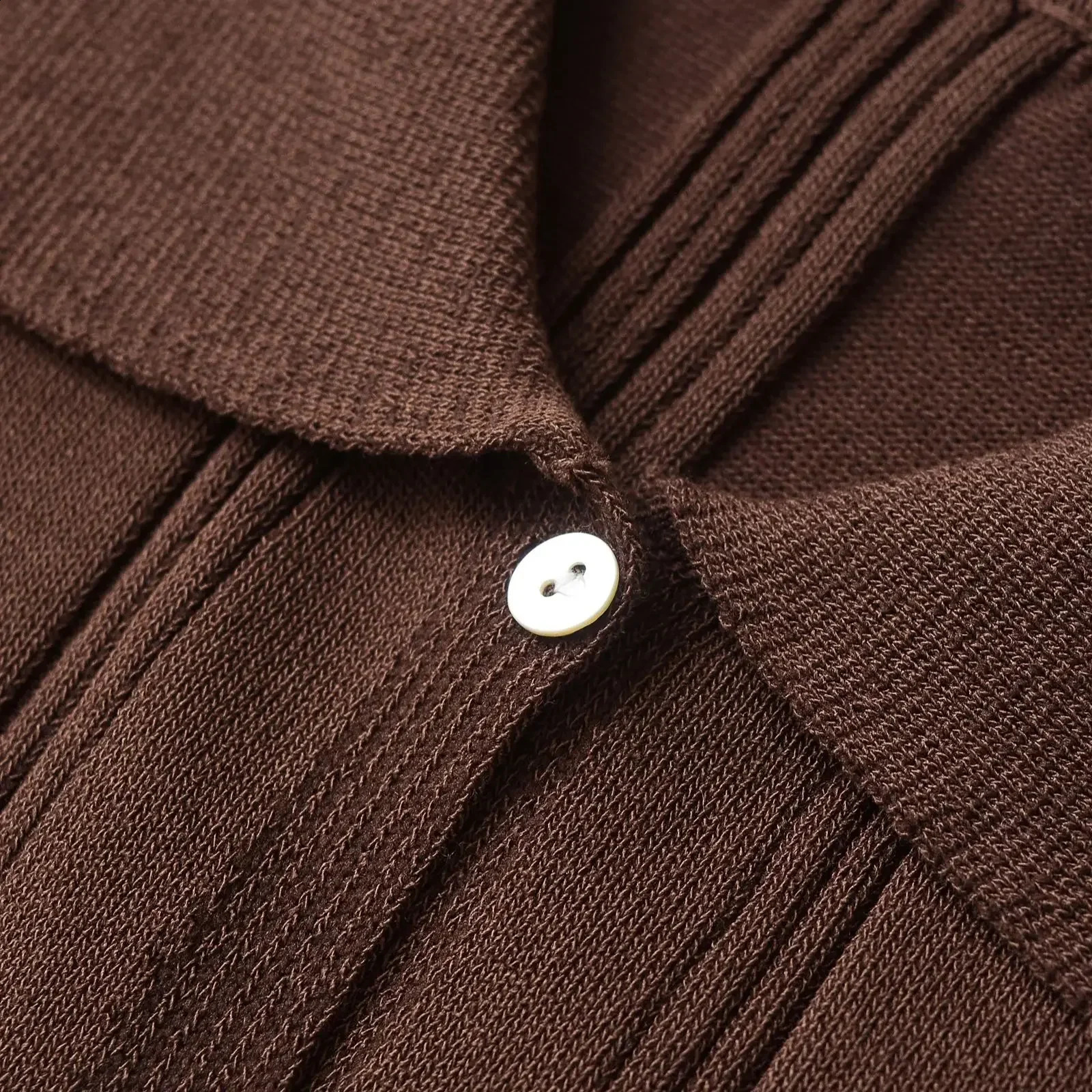 TRAFSHE Spring Women Ribbed Knit Polo Shirts T Collar Long Sleeve Outerwear Top Clothes 4331009 250905