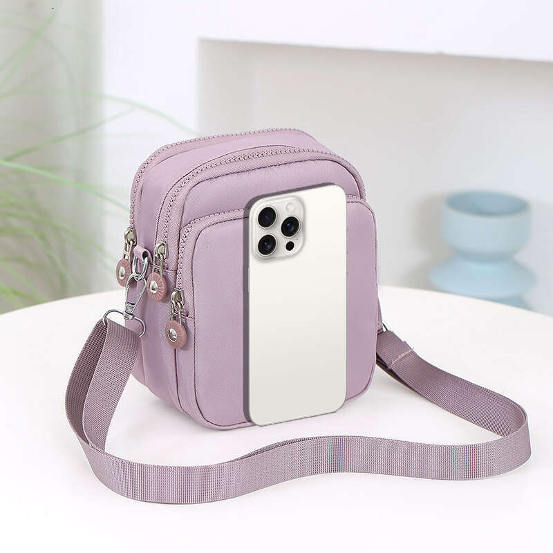Three-Layer Phone Bag for Women, Crossbody Mini Bag, 2024 New Versatile Summer Oxford Canvas Walking Coin Purse