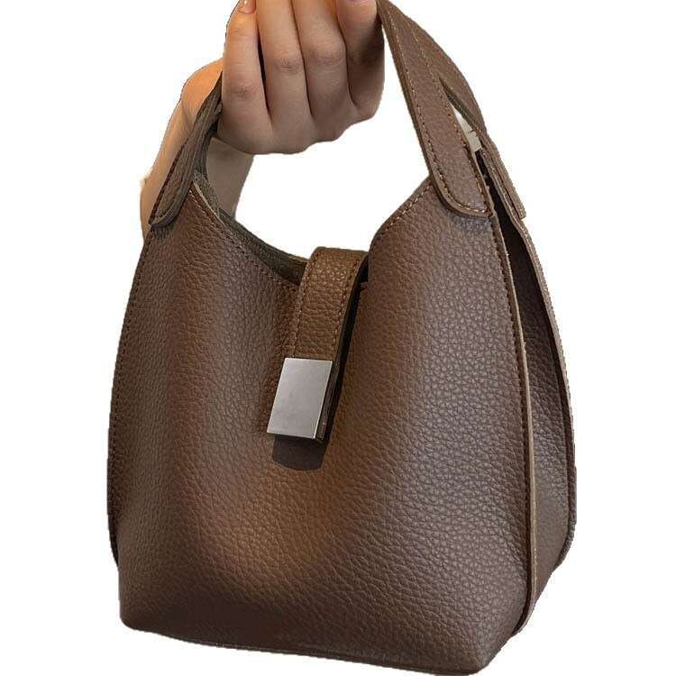 DHpet_wholesale Trendy Korean Style Bucket Bag for Women 2024 Small Crossbody Shoulder Bag PU Leather Handbag with Magnetic Closure