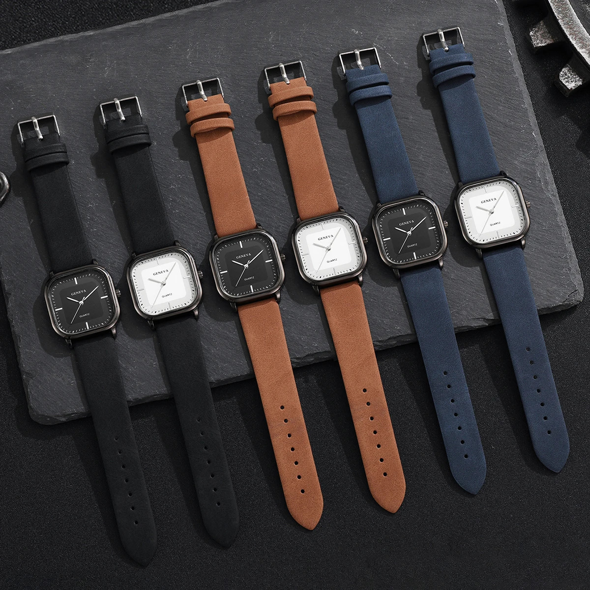 Fashion Square Dial Mens Watches Minimalist Quartz Wristwatche Casual Business Leather Strap Wristwatch Reloj Hombre 250828