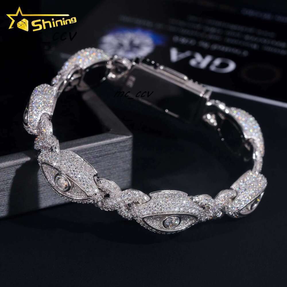 Pass Tester Sier GoldPlated HipHop Jewelry Mens Eye VVS Moissanite Cuban Bracelet