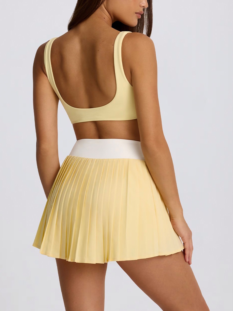 Casual Pleated Skirt with Built-in Shorts Women High Waist Quick Dry Breathable Tennis Running Workout Skort