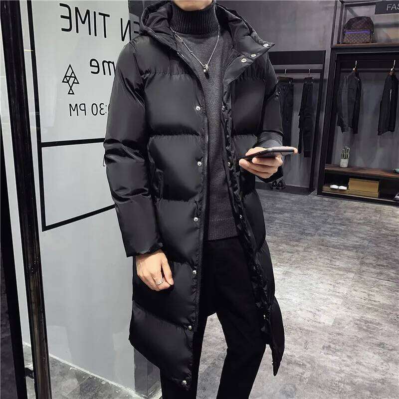 Parka Hooded Casual Long Down Cotton Coat High Quality Men Winter Thicker Warm Coats Jackets Plus Size M-5XL