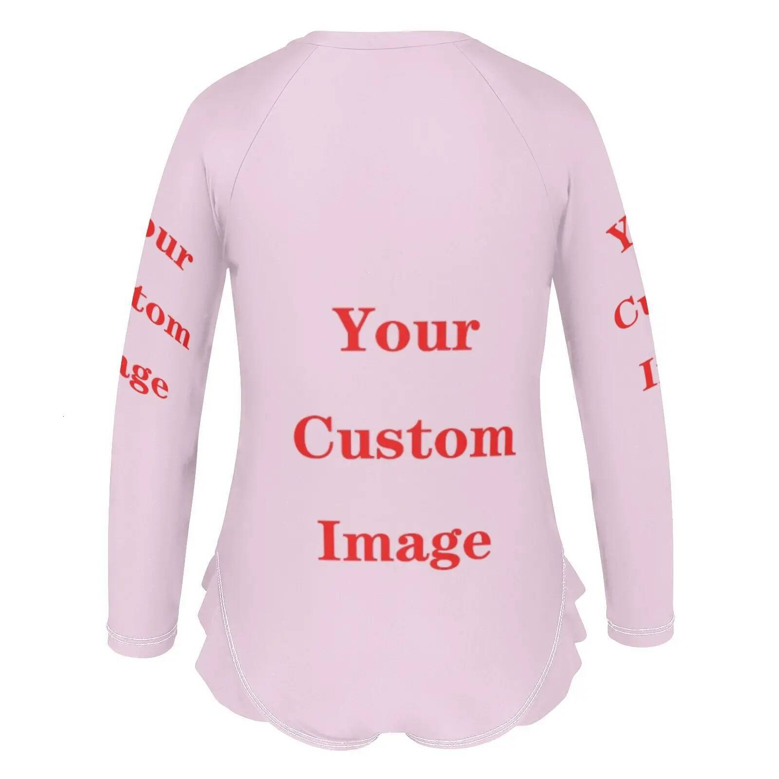 Swimwea Customized Image Unicorn One-Piece Girls Swimwear for 3-12 Years Girls' long-sleeved one-piece swimsuit