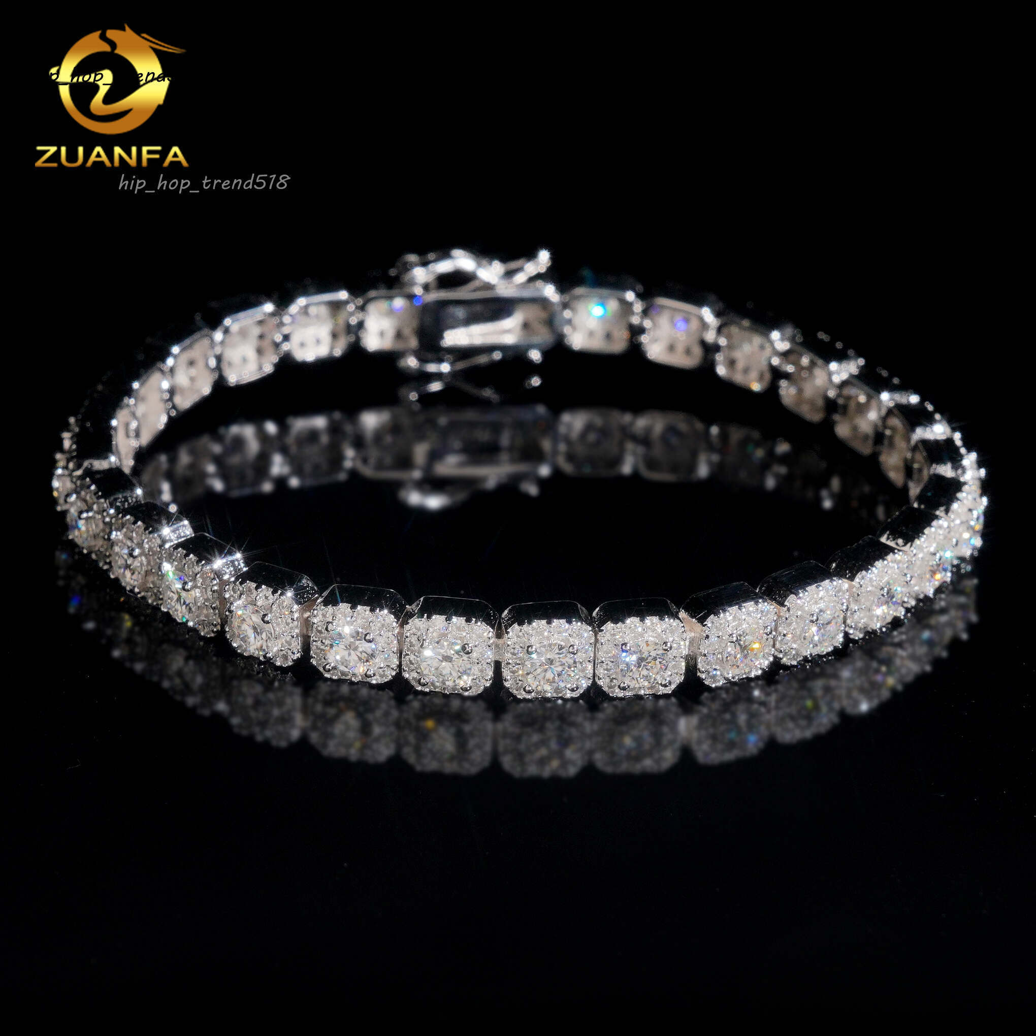 Custom Sparkling Cluster Bracelets 18k Gold Plated Silver VVS Gra Certified Moissanite Lab Diamonds Iced Out Men Bracelet