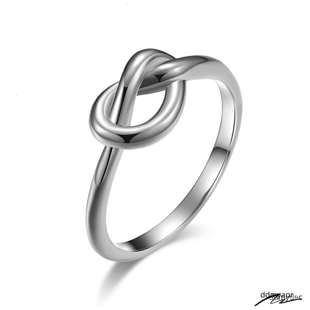 Real Gold Sier Black Titanium Steel Heart Knot Ring Pattern Designer ddmydec Men Women Lovers Tail Rings Fashion Wedding Jewelry Gift ddmydec