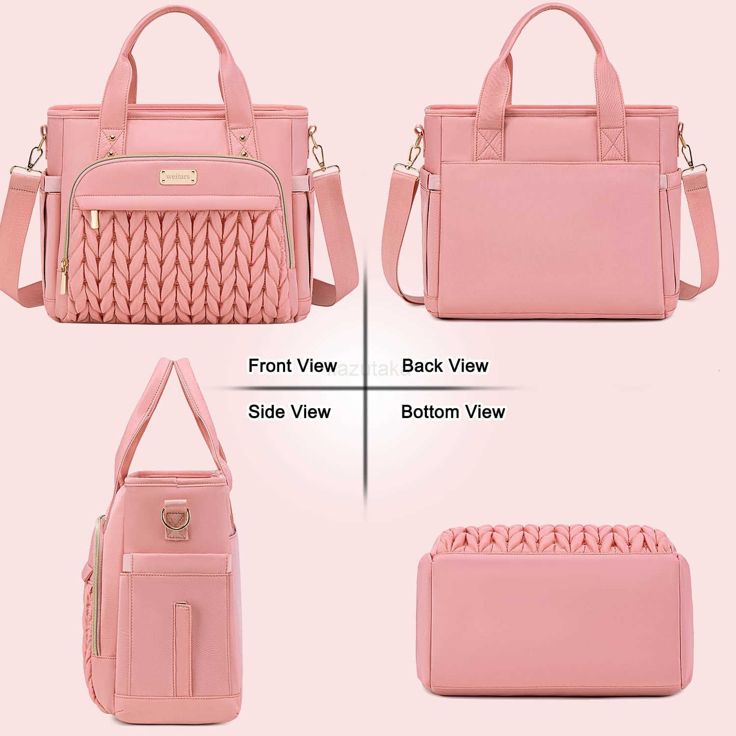 Insulated Lunch Bag Pink for WomenLeak Proof Lunch Box for WorkExtra Large Lunch Tote Bag With Removable Shoulder Strap with Side PocketsReusable Lunc