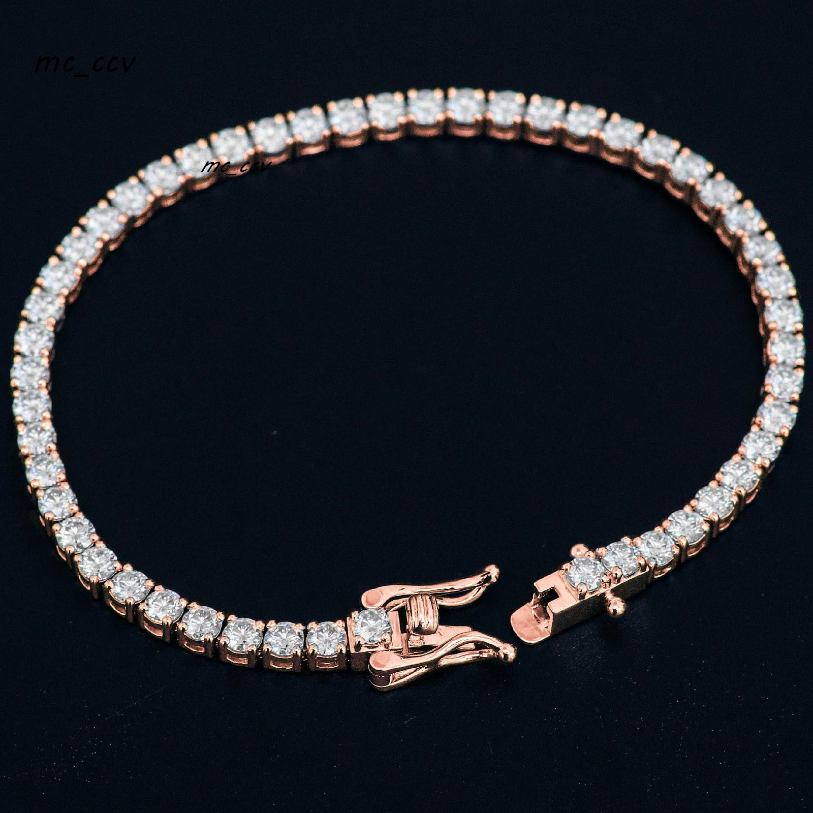 3mm 10K Real Gold Rose Gold Man Luxury Hip Hop Jewelry D Moissanite VVS1 Tennis Chain Bracelets Beads Women Tennis Bracelet