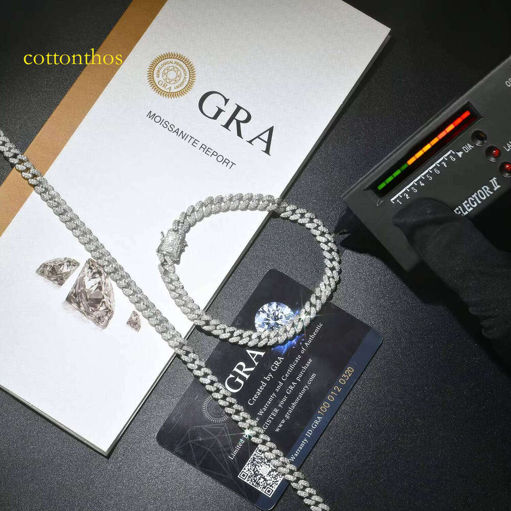 Fine 6MM Sterling Sier Moissanite Gold Cuban Link Chain Men's and Women's Jewelry