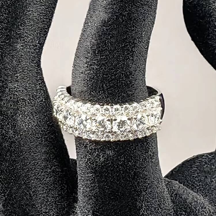 Original Vintage Luxury 925 Silver Garland 3 Rows VVS Moissanite Diamond Cluster Ring for Women Fine Jewelry