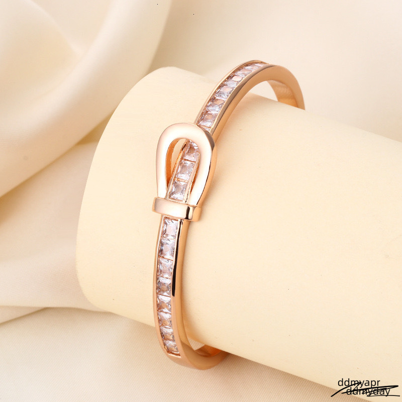 Iny Rhinestone Inlay Bangle Glitter Steel Bracelet Classic Women's Open Bracelet250711 ddmyday