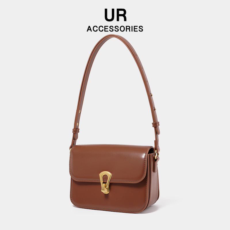2025 New Women's Design Style Small Square Soft Leather Metal Buckle Commuting Shoulder Crossbody Tofu Bag fashion Designer