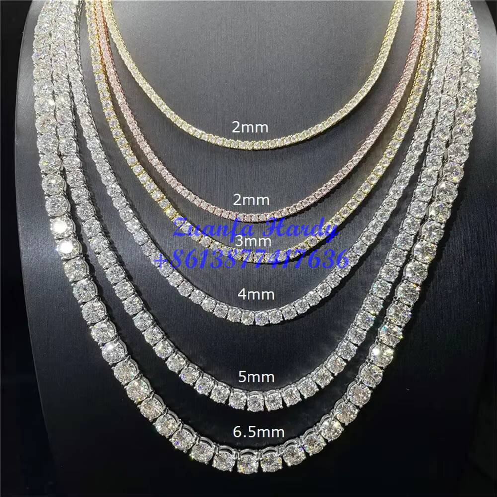 Cheapest Price Hip Hop 925 Sterling Silver 2mm 3mm 4mm 5mm 65mm VVS Moissanites Diamond Necklace Moissanite Tennis Chain