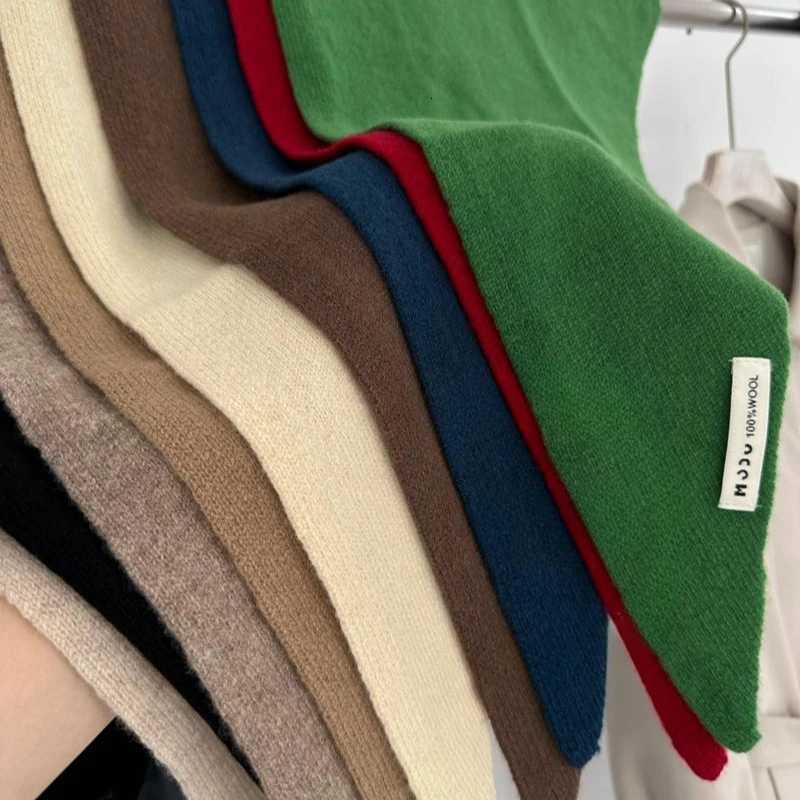2024 wool cashmere triangle scarf winter warm small Knitted scarf Shoulder shl Hat scarfXJ250905