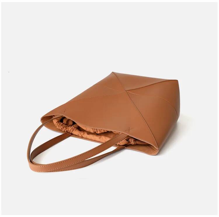 UBELLIN Dia Foldable Bucket Lady Design Thread Shoulder Large Capacity Leather Tote Bag Women Commuting Bags