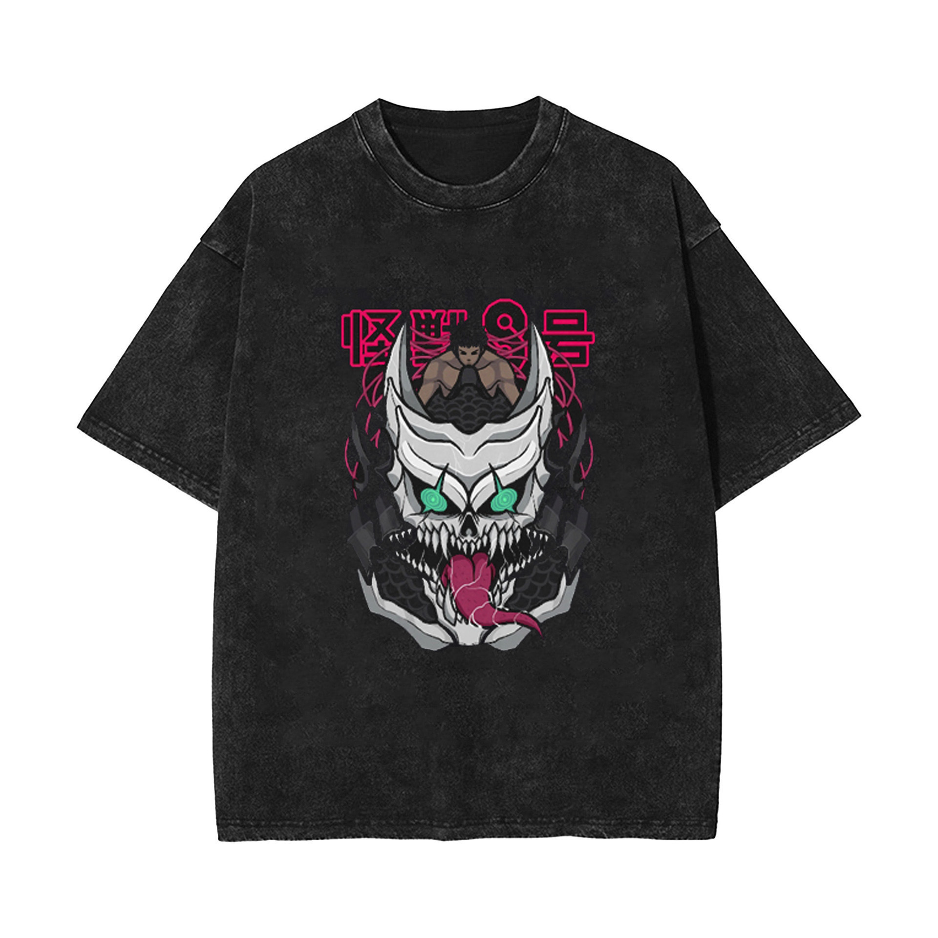 2025 New Release Anime KAIJU NO.8 Monster No.8 Vintage Cotton Washed Distressed Short-Sleeve T-Shirt - VT1590