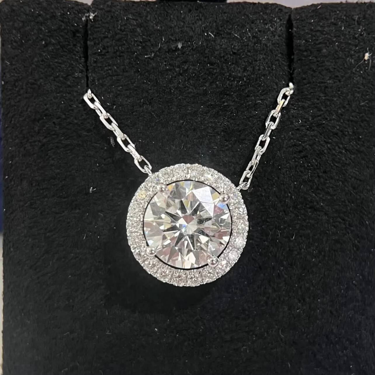 Women Classic Diamond Necklace 14K White Gold IGI Report Lab Diamond 1CT CVD Solitaire Necklace