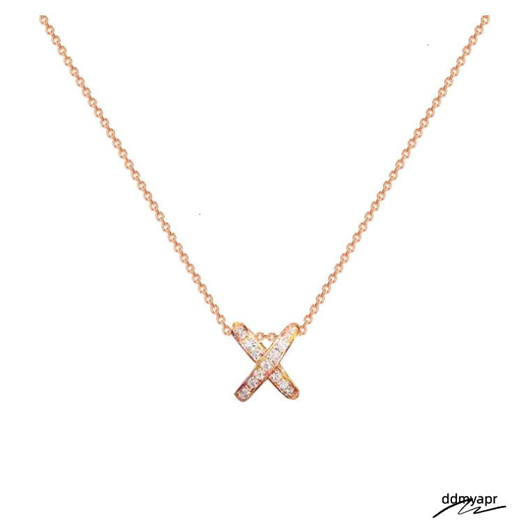 Classical Brand Jewelry Cross Pendant Sterling Sier&Rose Gold Fill Pave Micro White Sapphire CZ Dia Eternity Love Women Wedding Clavicle Necklace Gift