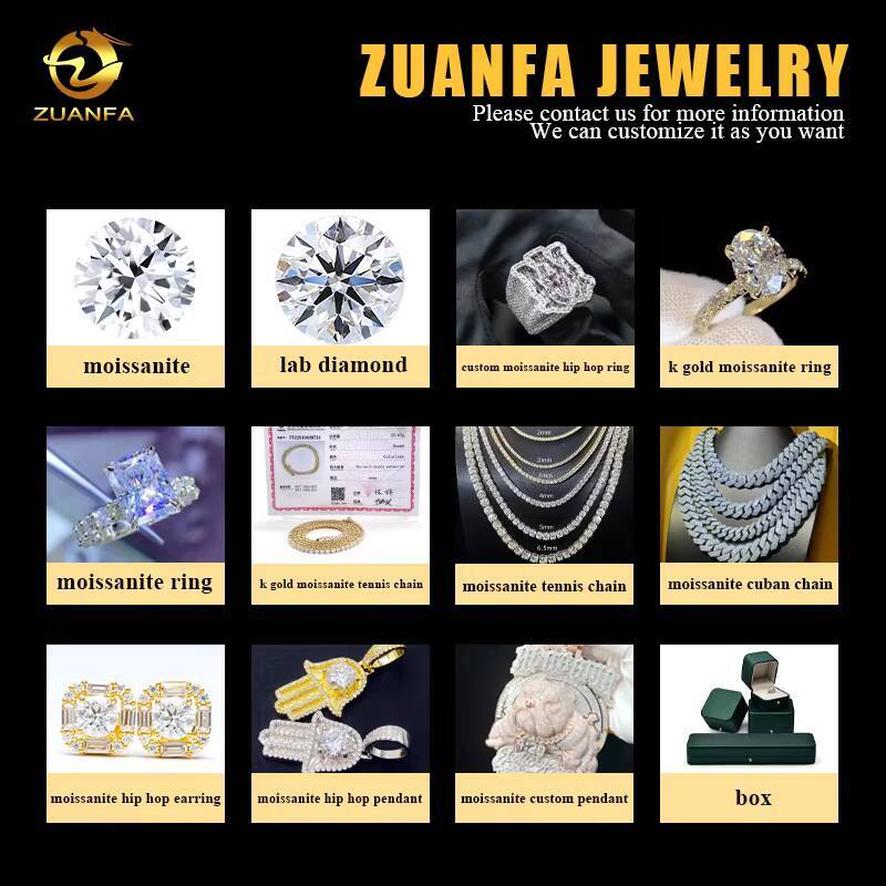 Pass Diamond Tester 6mm 925 Sterling Silver Hip Hop Iced Out Vvs Moissanite Diamond Cuban Link Chain