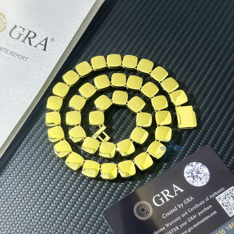 Iced Out Moissanites Jewelry Cube Sugar Style Cuban Chains Moissanite Sier Necklace Rose Gold for Parties Gifts