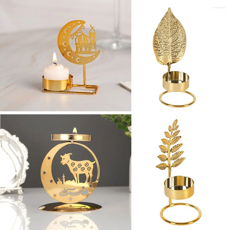 Candle Holders Metal Holder Muslim Ramadan Candlestick Eid Mubarak Baroque Style Dining Table Ornament Wedding Decor H260310
