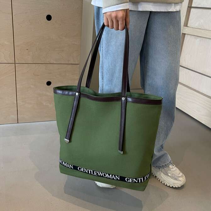 Designer Bags Gentle Woman Color-Block Letter Print Large Capacity Tote Canvas 2025 New Versatile Shoulder Bag