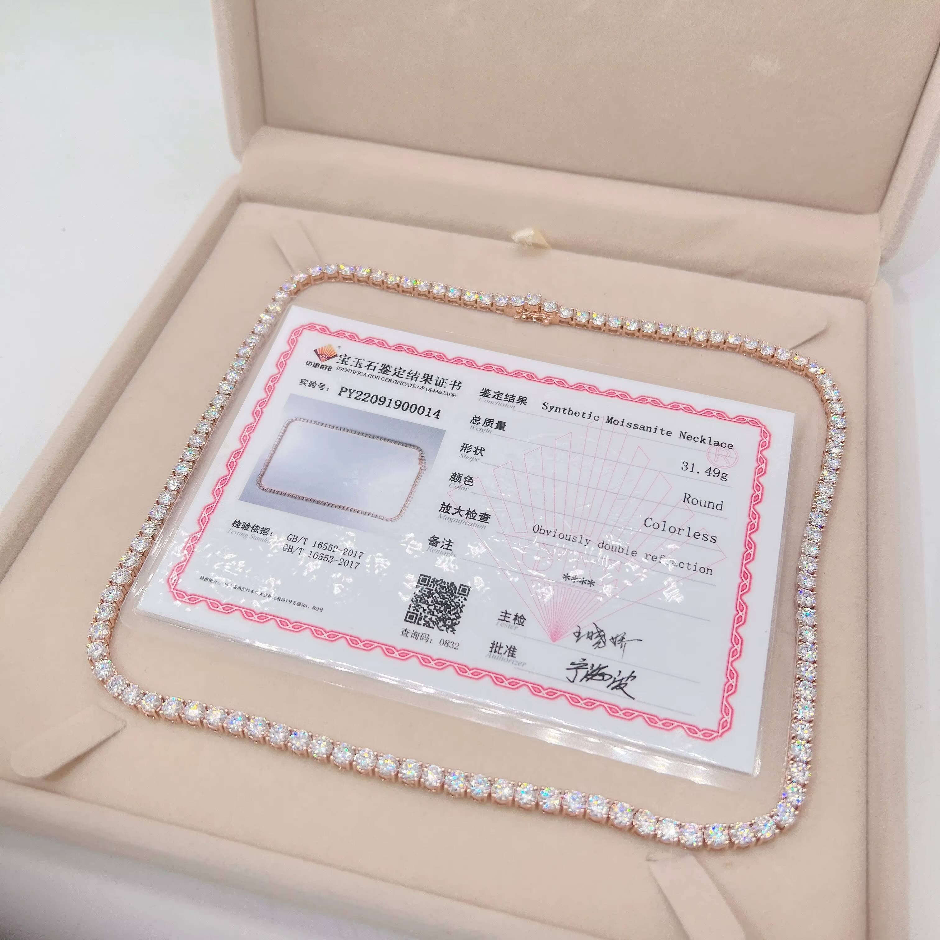 Fine Jewelry 4MM Customized 10K 14K 18K Real Gold VVS Moissanite Diamond Men Women Moissanite Tennis Chain