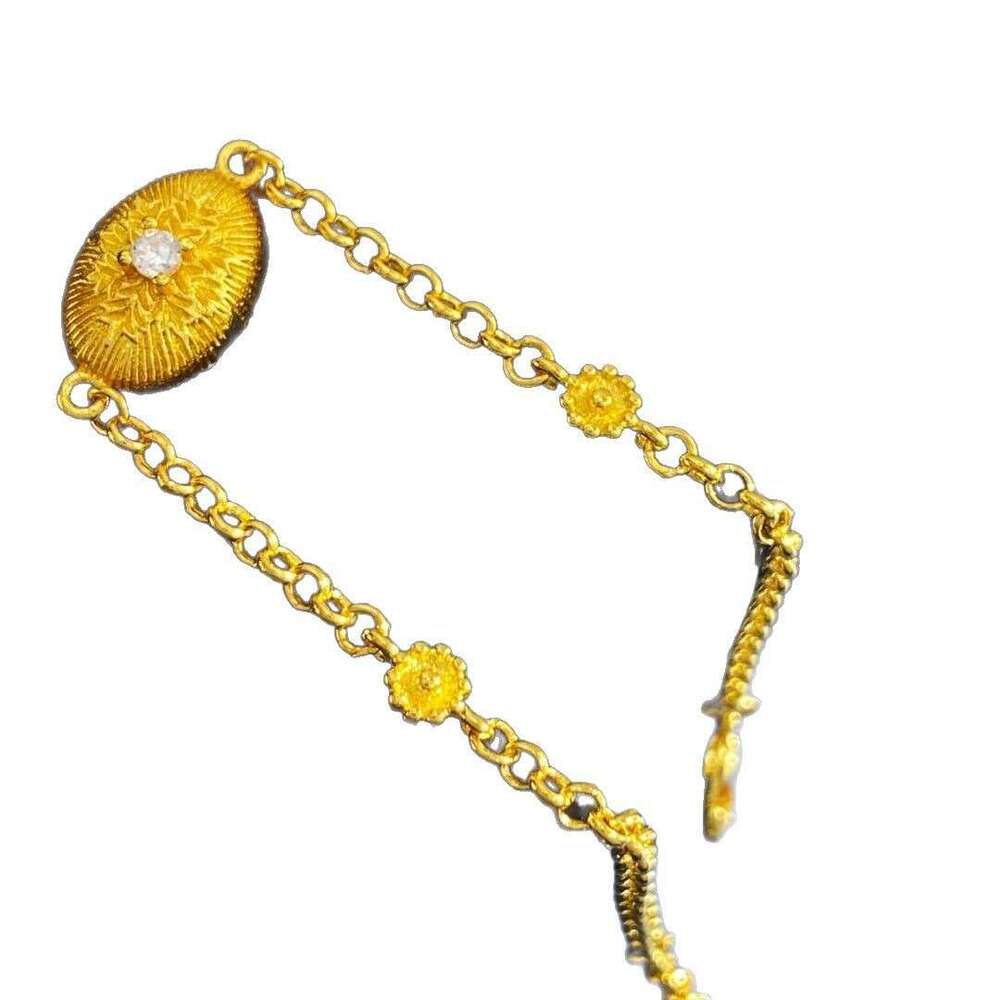 Unbranded Italian Romantic Style Metal Brushed Snowflake Gold Bead Dove Egg Inlaid Dia Bracelet