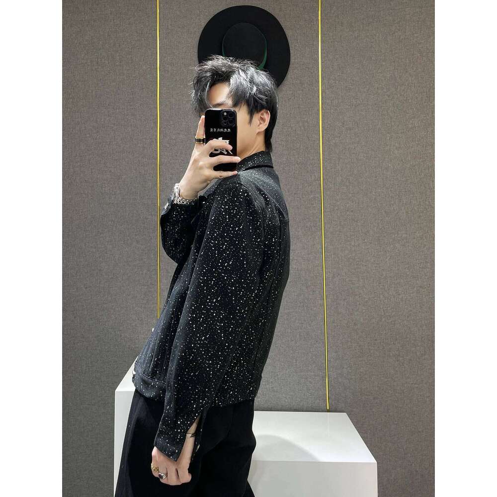 High-end Starry Sky Hot Dia Jackets Men's 2025 Spring Autumn New Niche Trendy Fashion Versatile Chic Denim Coats