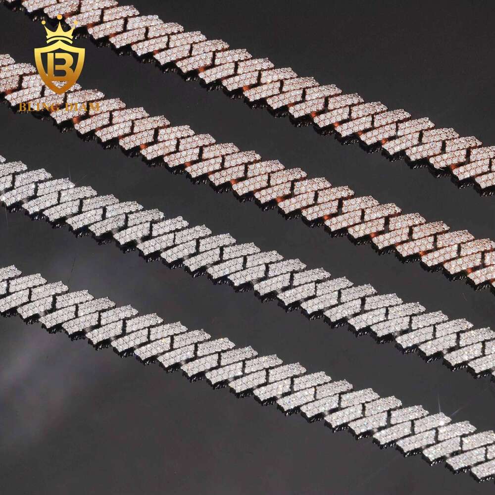 Hot Sale Fine Jewelry Sterling Sier 8mm Hip Hop Dia Iced Out Moissanite Cuban Link Chain