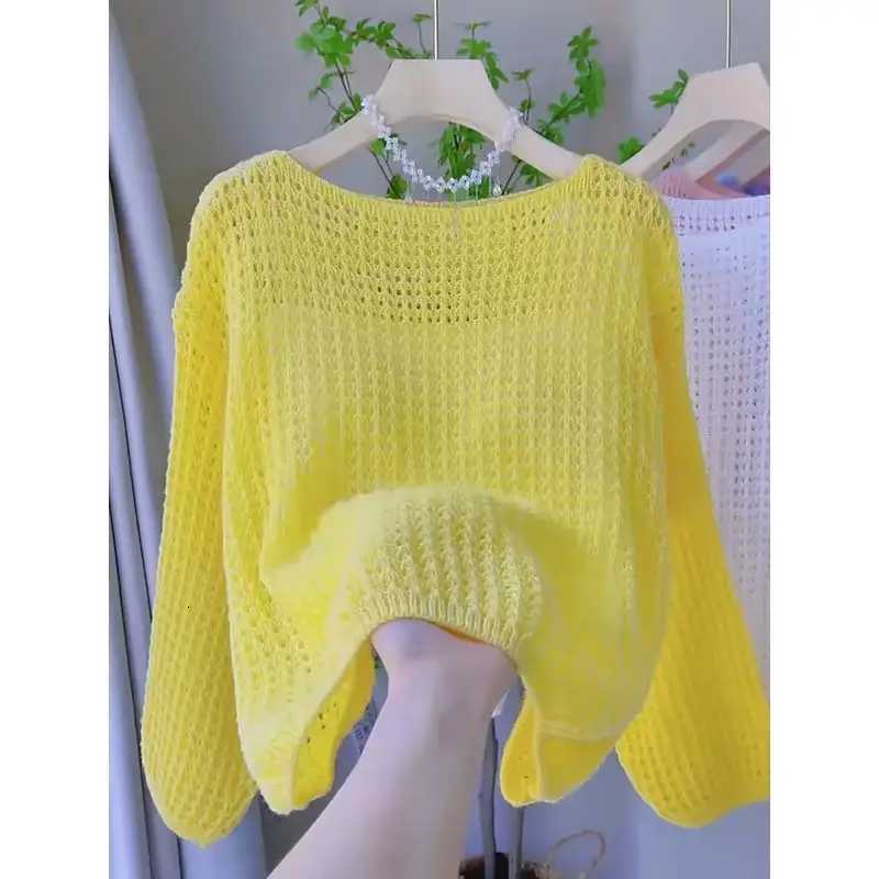Ladies Thin Hollow out Knitted Cover up Spring Summer New Sle Loose Faionable Long Sve Sun Protection Top round Ne Z250905