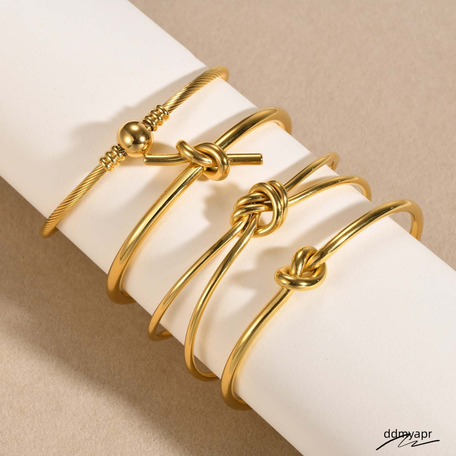 ddmyday Stainless Steel Open Knot Women's Fashion Bracelet Jewelry Simple Style Hand Accessories