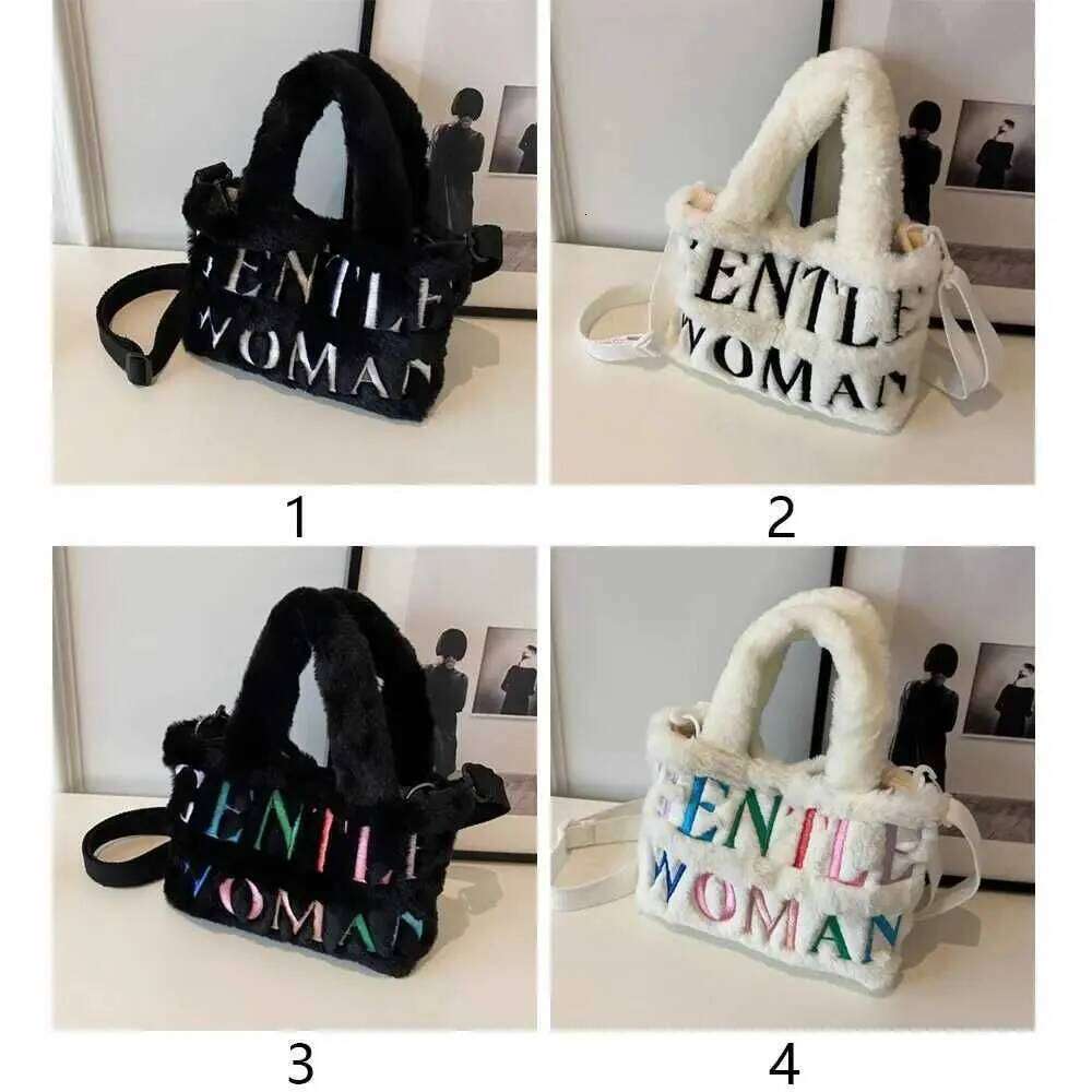 Women Crossbody Shoulder Stylish Personality Letter Painted Plush Gentlewoman Makeup Lipstick Bags Large Capacityc241216