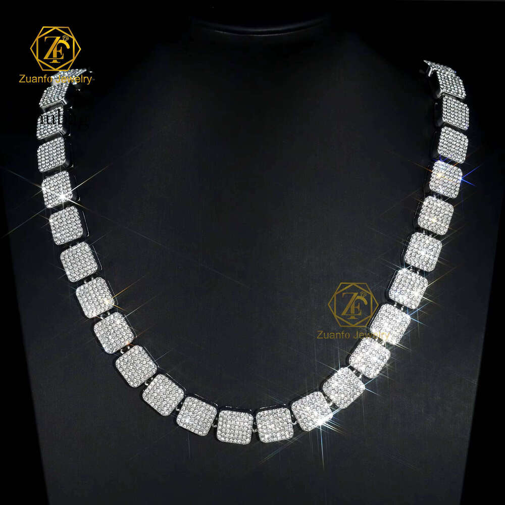 Latest Design Gra Certified Square Necklace Ice Out Hiphop Jewelry Solid Sier Moissanite Tennis Link Chain