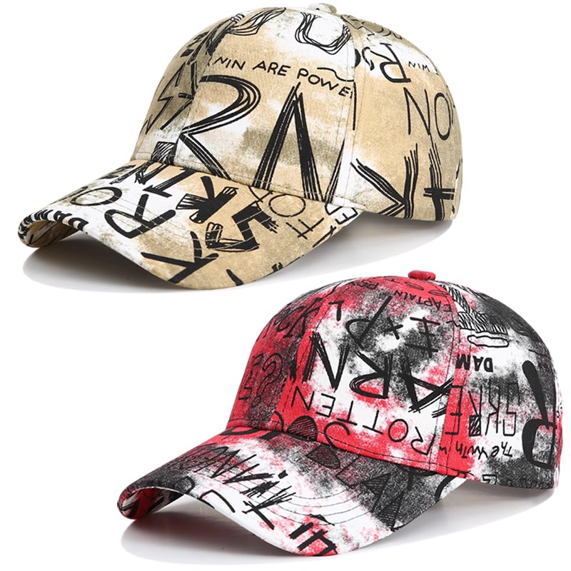 New printed hat male Korean version casual letter outdoor sunscreen sun hat three-dimensional embroidery graffiti baseball cap women
