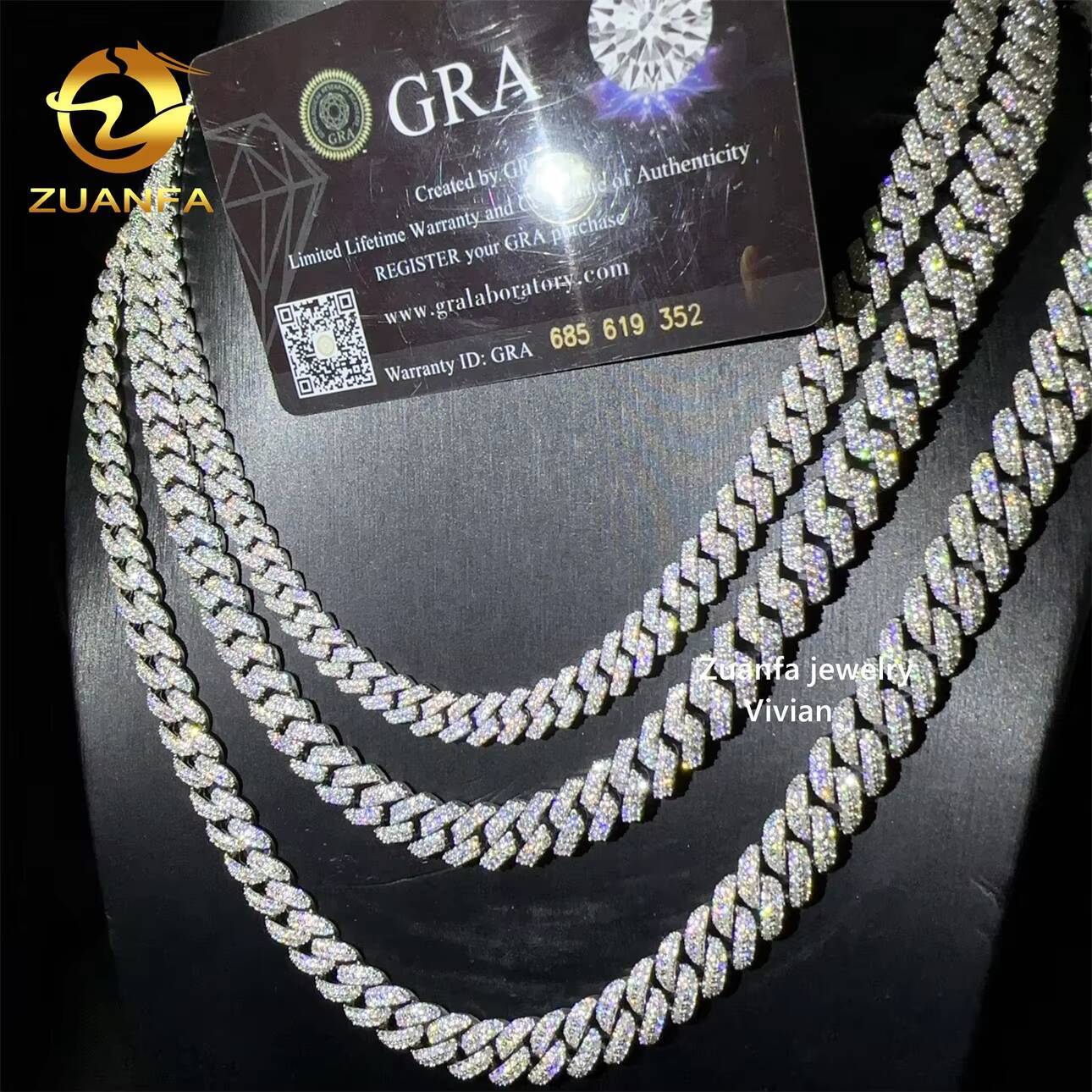 New Design Hip Hop Jewelry 8mm 10mm 925 Sterling Silver Iced Out VVS Moissanite Diamond Miami Cuban Link Chain Bracelet Necklace