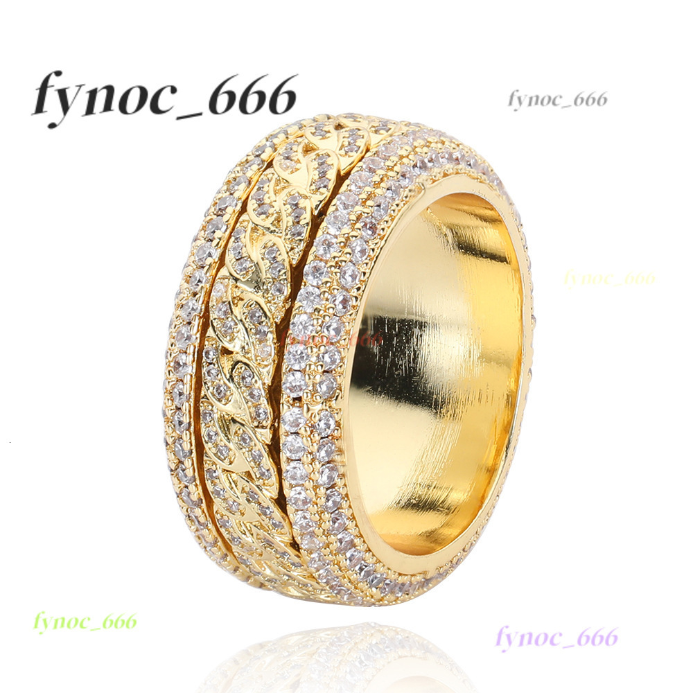 European American HipHop Mens Ring with Moissanite CrossBorder Fashion Brand Plating Rotatable Cuban Style Ring