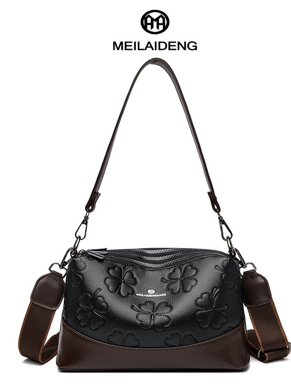 Hot-Selling Cowhide Handbag Women Fashionable For Middle-Aged Mothers Soft Leather With Eming Large Capacity, Single-Shoulder Crossbody Bag