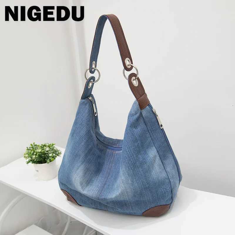 Denim Women Shoulder Bag large capacity Female hobos handbag Design Casual big Totes blue ladies hand bags Canvas Crossbody bags Z250903
