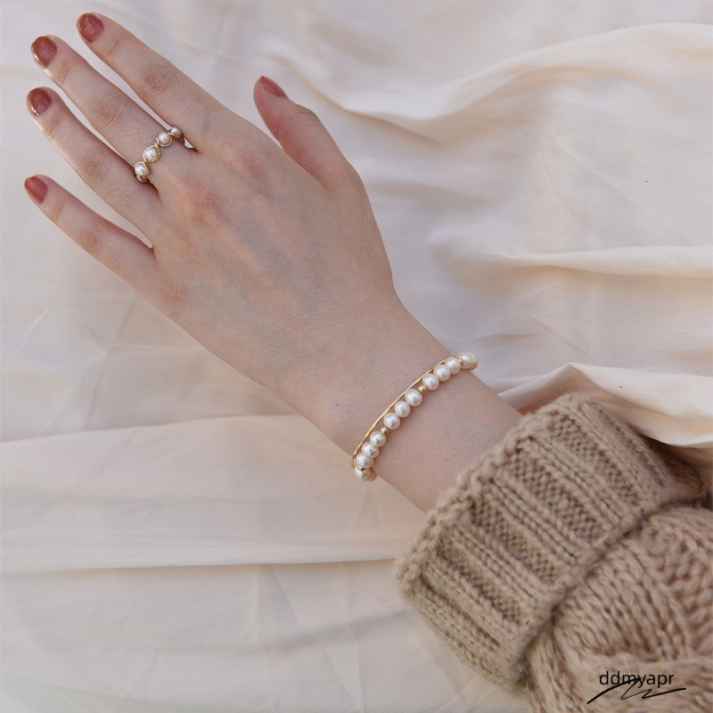 French Simple Freshwater Pearl Bracelet Female Grape Purple ddmyday Pearl 14K Gold Design Light Adjustable Bracelet