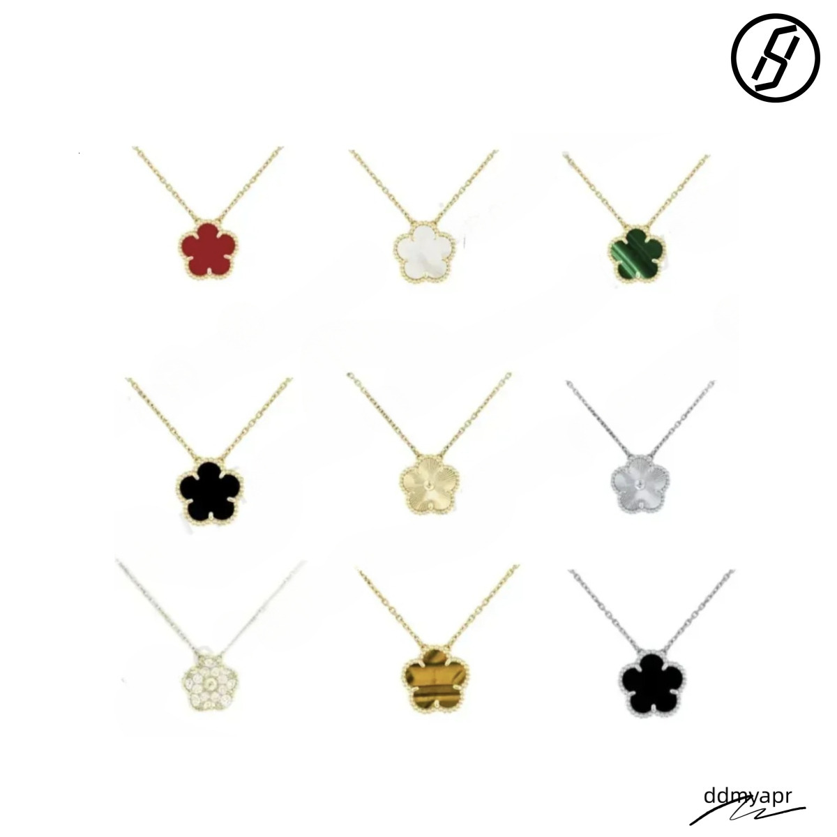 Four Leaf Clover High Quality Pendant ddmyday Necklace Pearl Mother Plated Gold Necklaces For Women Girl Valentine's Day Engagement Designer Jewe