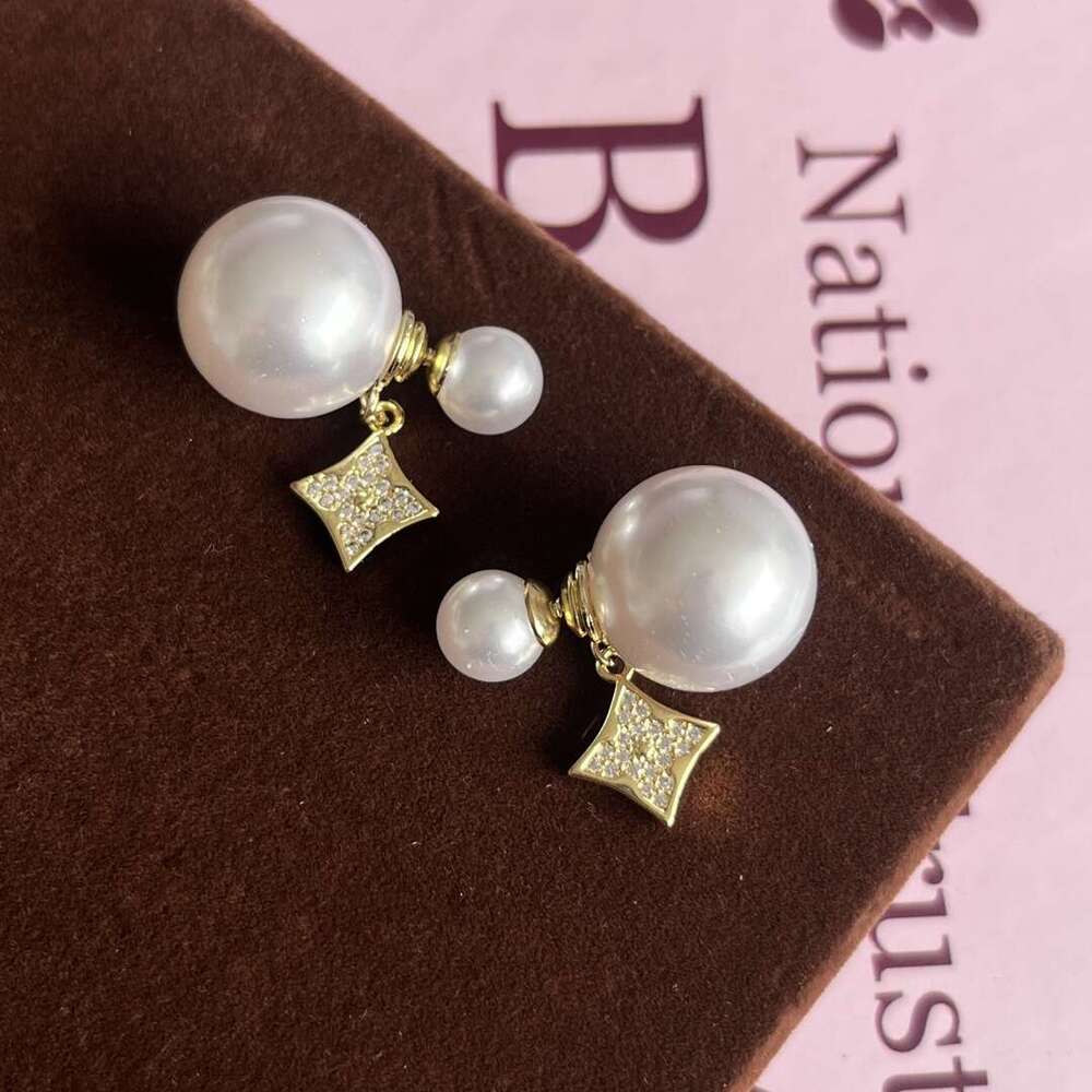 Pearl Sier Needle Women Large and Small Rose Gold Earrings Jewelry