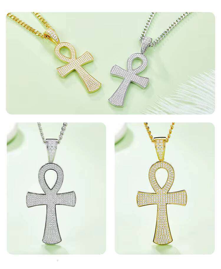 Iced Out Cross Pendant With GRA Certificate VVS Sier Hip Hop Moissanite Chain