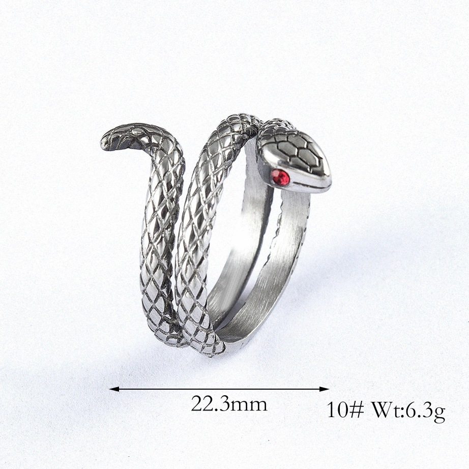 Spiritual Personality Animal Snake-Shaped Open Mouth Snake Stainless Steel Ring