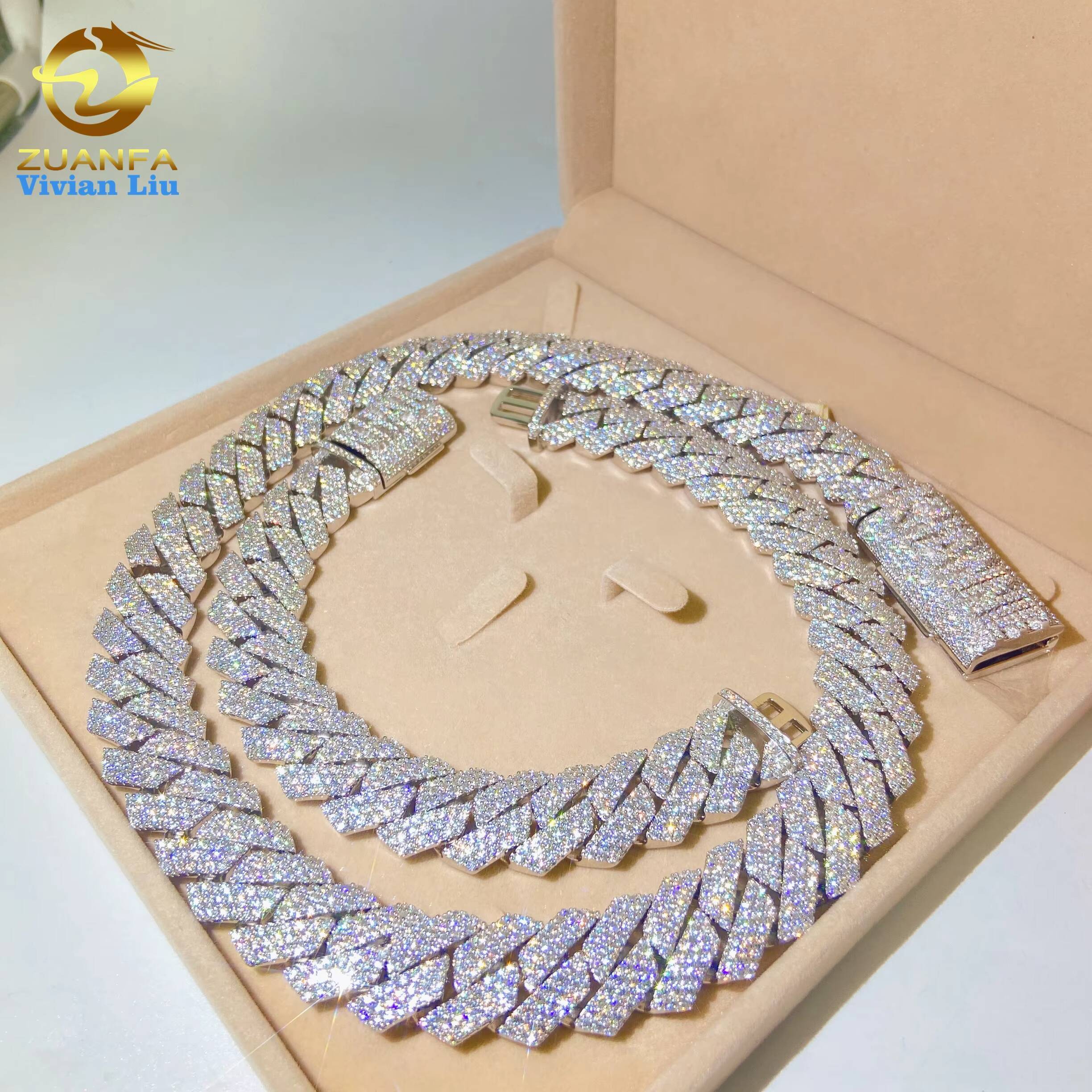 15MM 18MM 20MM Heavy Big Cuban Necklace Bracelet Custom Hip Hop Jewelry Moissanite Iced Out Diamond 925 Cuban Link Chain